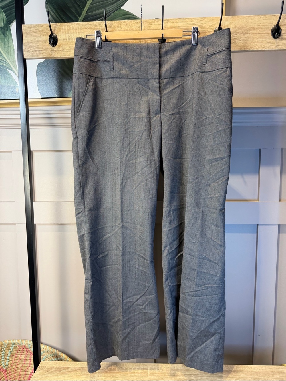 Smart Set Classic Straight-Leg Work Pants in Gray size 14